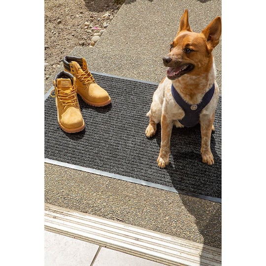 DII® J&M Charcoal Ribbed Walk Off Utility Mat, 30" x 48"